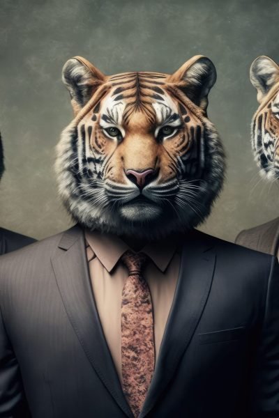 wild meets formal perfect combination for business with tiger face generative ai